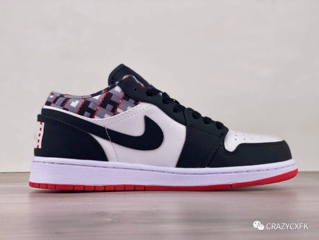 鞋跟|乔丹 Air Jordan 1 Low Quai 54 黑白红熊猫低帮运动鞋