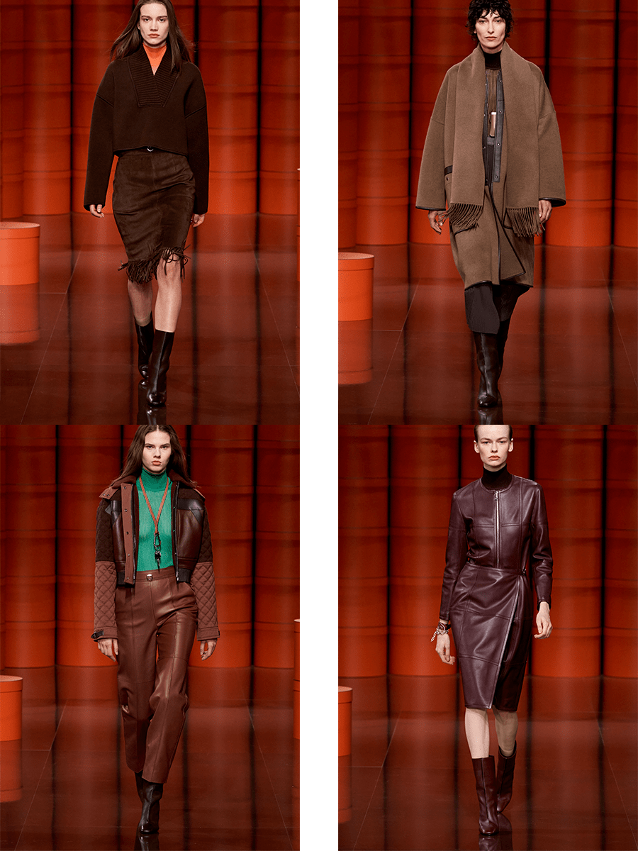 对比|Hermès 2021秋冬系列，很强的力量感，用深色调的颜色能够更好的营造