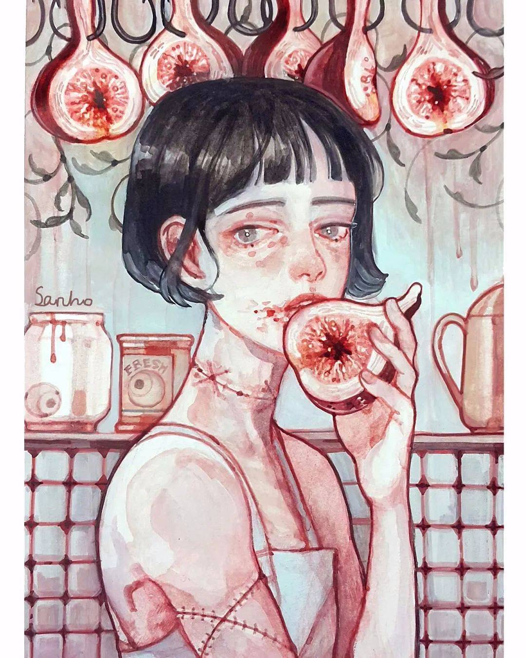 每日插画在希望和绝望之间来回横跳让人一秒就沦陷的病娇风