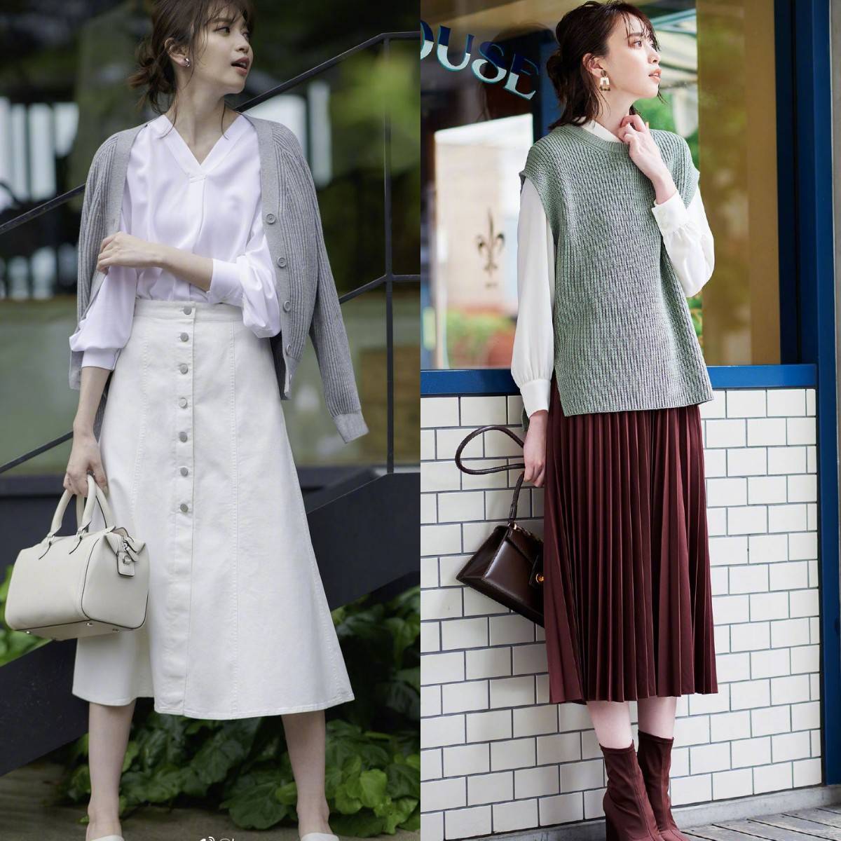 衬衫半身裙这样穿干练利落