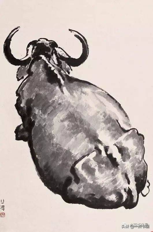 徐悲鸿画墨牛图，可谓酣畅淋漓_搜狐网