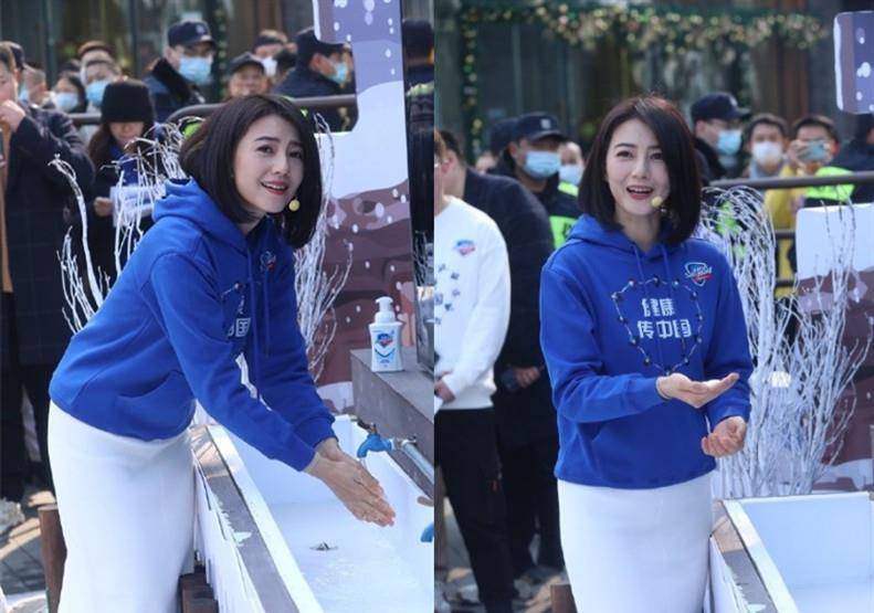 卫衣|高圆圆美上央视真拼，童装卫衣配短裙，室外真人挑战20秒冰水洗手