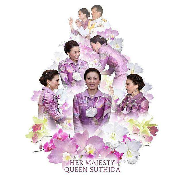 光泽感|苏提达发紫藤花海报好仙,优雅端庄女神范儿,戴珍珠项链增添贵气