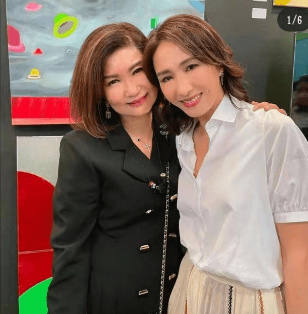 画展|黎姿现身画展合影，穿衬衫百褶裙很优雅，无修饰的脸还这么漂亮！