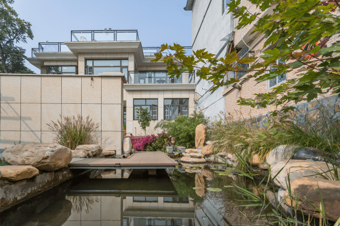 北京平谷金海湖清馨山居别墅民宿,山石瀑布采摘垂钓,四季皆风景