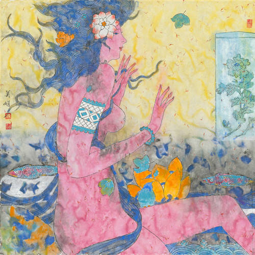 常美娟后现代工笔画02——醉花吟系列作品展_中国