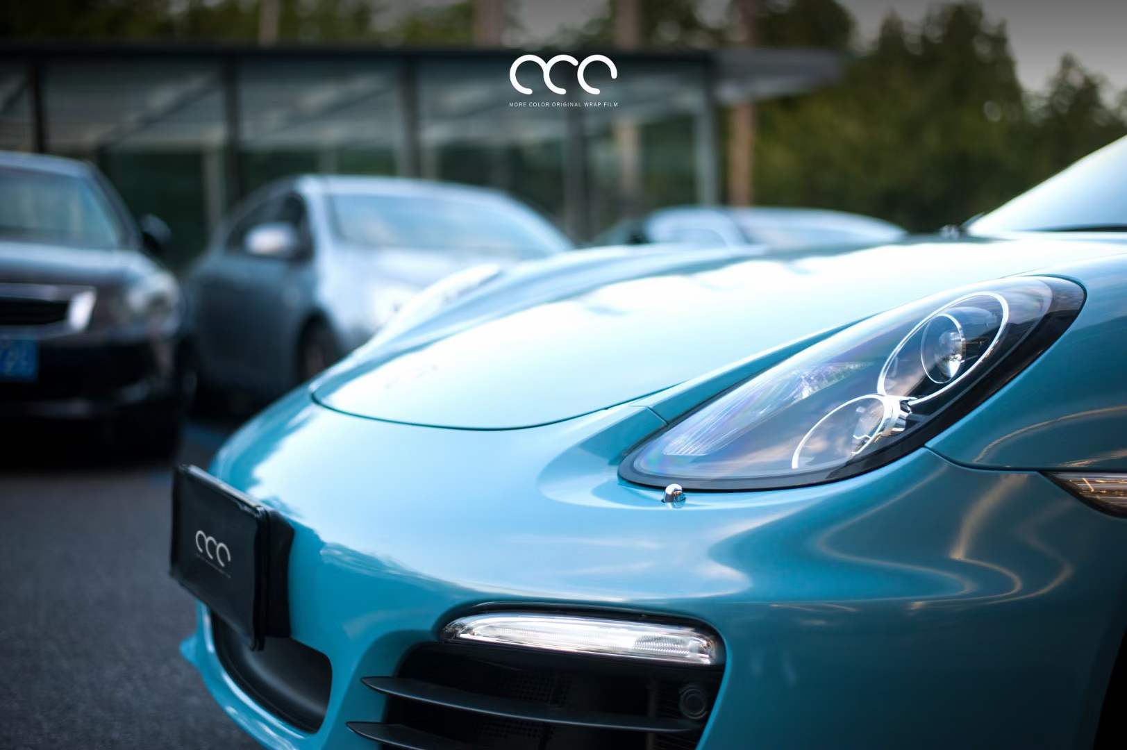 保时捷boxster汽车贴膜漫彩改色膜pet冰晶蓝典藏版