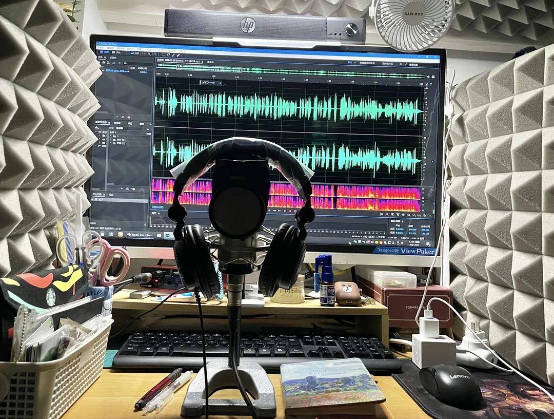 有钻进衣柜吸音的,也有用棉被裹着录音的……她则将自己的一个房间