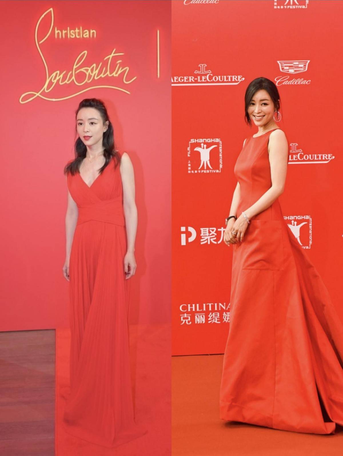 颜色|张静初真有电影人的高级感，穿红色V领的裙子，也照样不显低俗