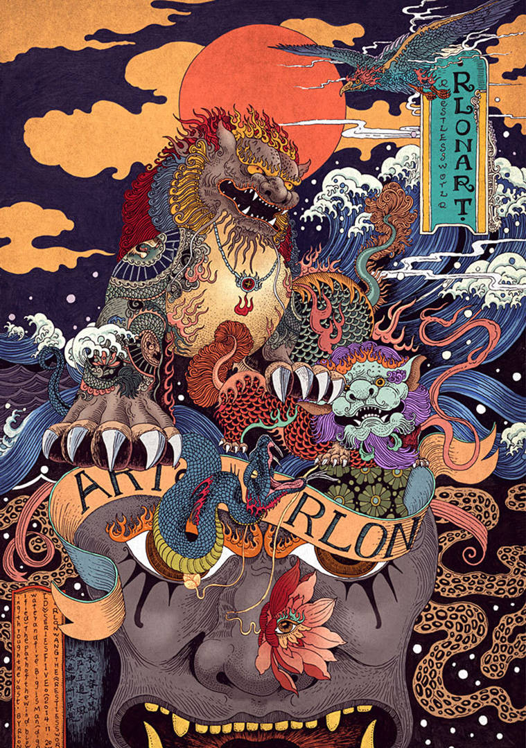 视觉|取材于《山海经》的国风插画,作品风格极具视觉冲击力