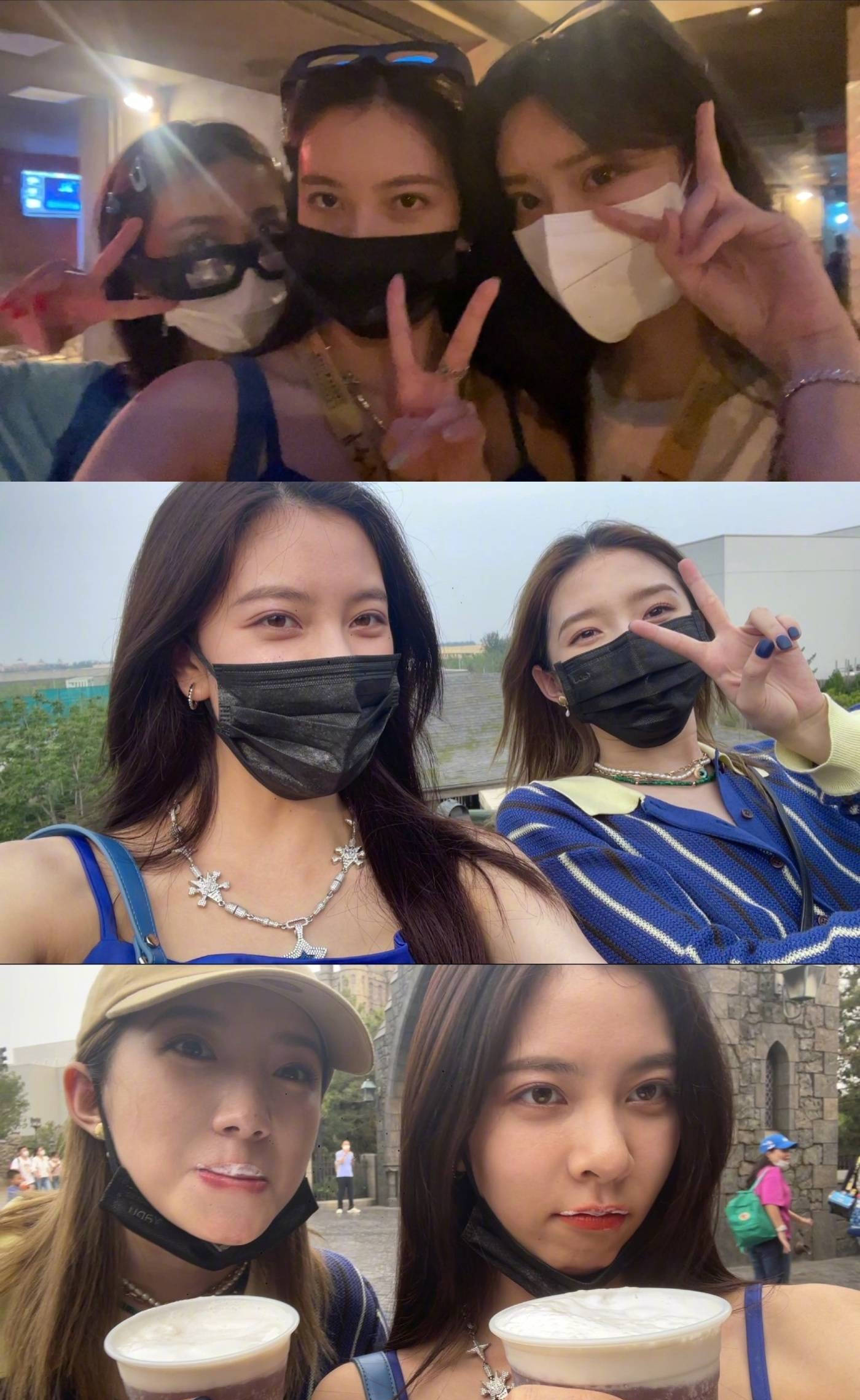 孟美岐宋妍霏闺蜜出行 两人脸贴脸笑容甜美可爱