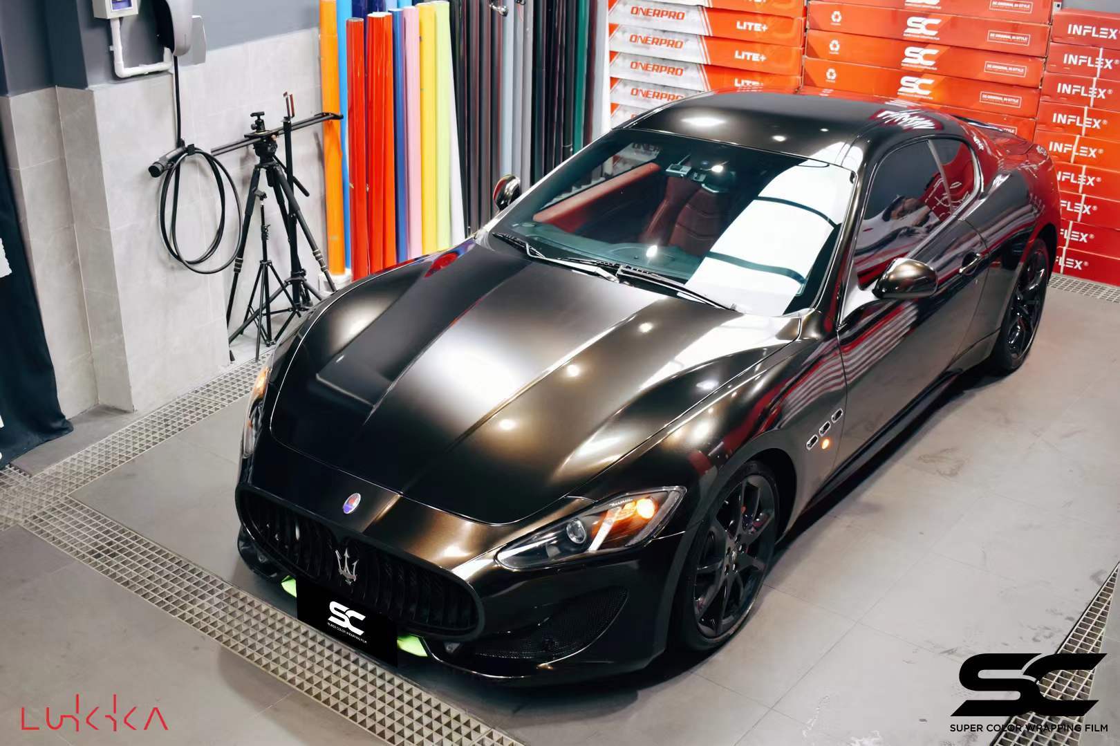 玛莎gt全车装贴sc改色膜超亮金属黑