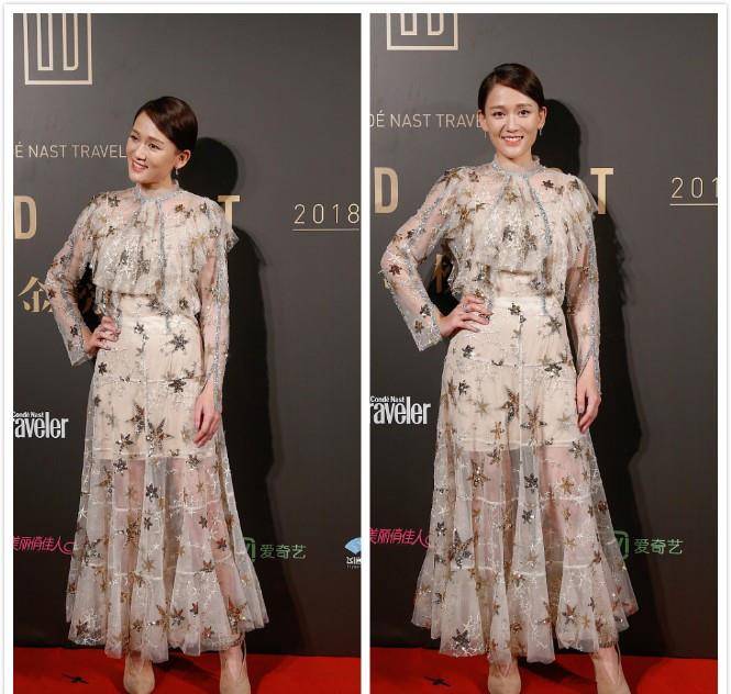 陈乔恩|陈乔恩太懂少女风了,穿礼服都这么可爱,笑起来还有点呆呆的