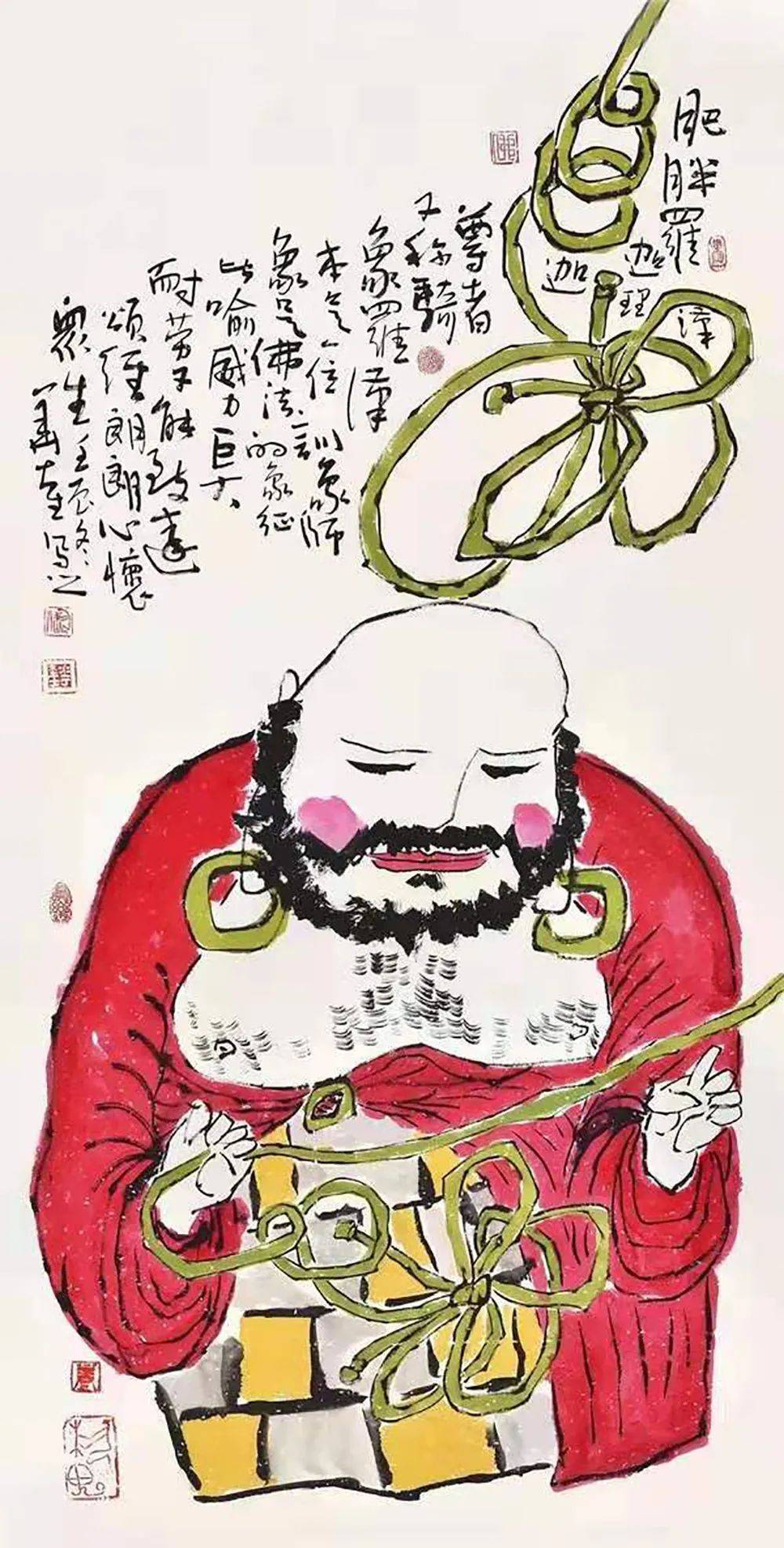 《肥胖罗汉》136cm×68cm《六合罗汉》 136cm×68cm《秋酣》 133cm