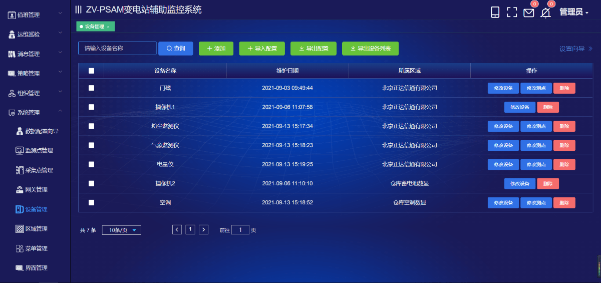 并对设备的网络通断,告警状态进行实时监控;一站查看系统接入的所有