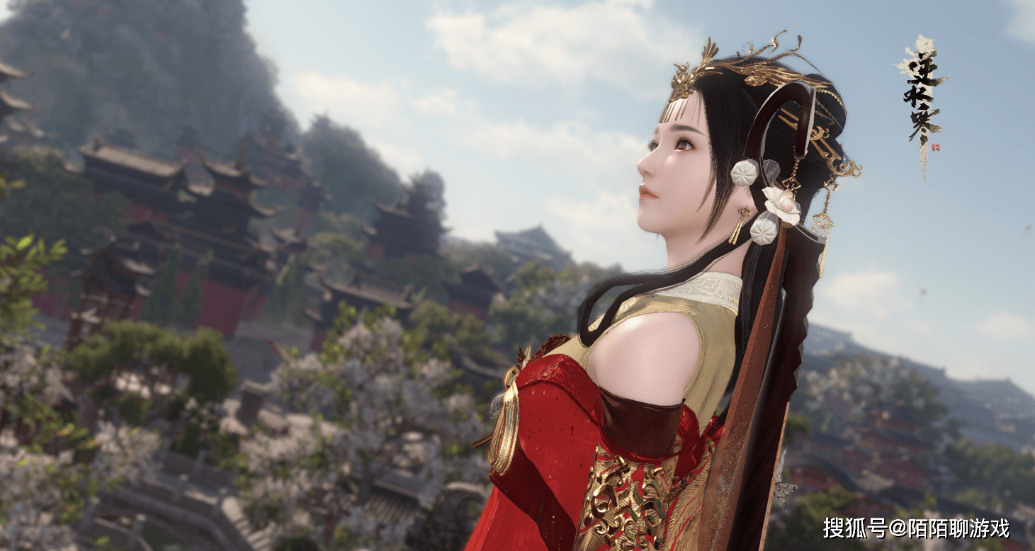 首先,半藏森林选择了逆水寒中最为经典的"东风方信"时装,这套衣服在