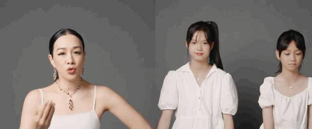 姐妹 钟丽缇两个小女儿，穿“家居服”拍照似大片，遗传了妈妈的好基因