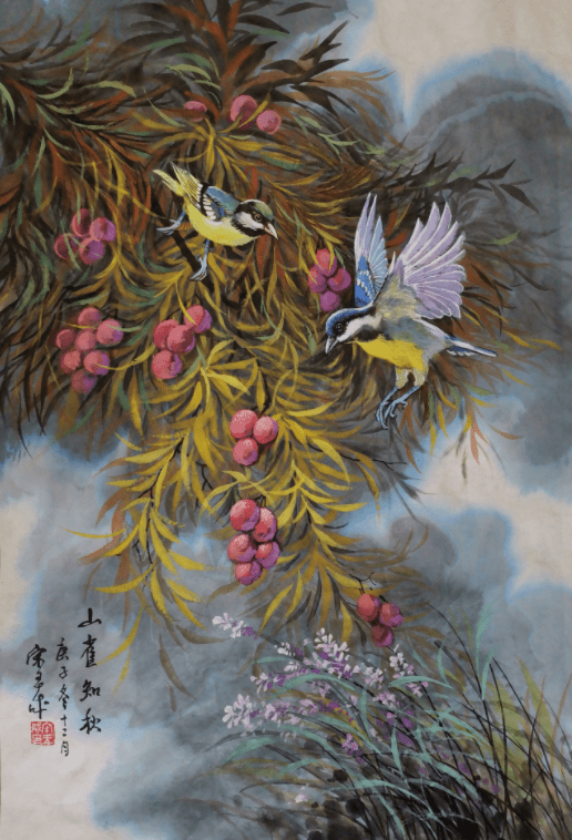 宋玉成:浓墨重彩的花鸟画,传统文人画的再创造_色彩