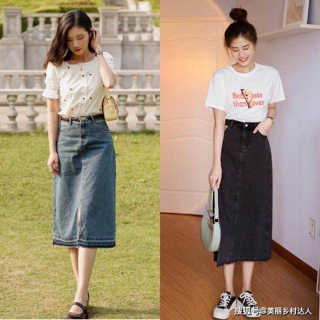 面料 今年流行的“牛仔半裙”,很适合30岁的女人,照着穿优雅又洋气
