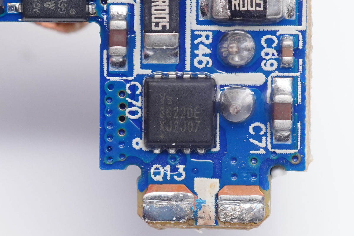 功率|内置镓未来G1N65R240PB氮化镓功率器件，绿巨能65W 2C1A氮化镓快充充电器拆解
