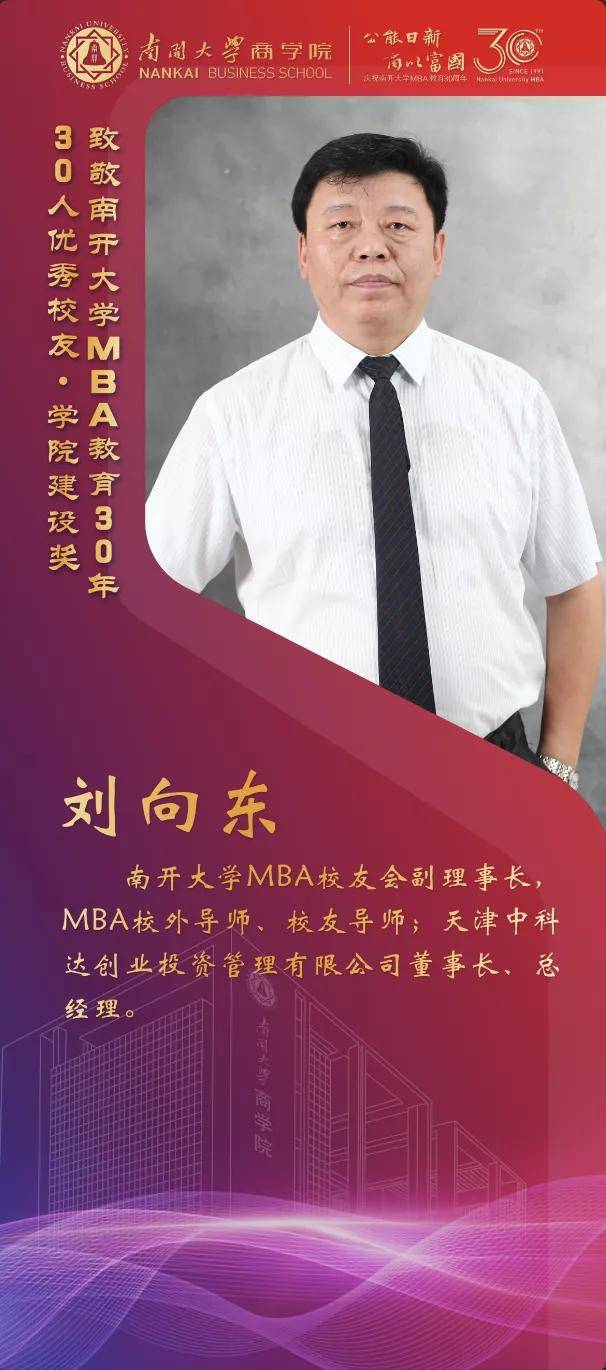 校友|南开大学MBA30周年颁奖致敬MBA教育发展中坚力量 ——MBA优秀校友30年30人