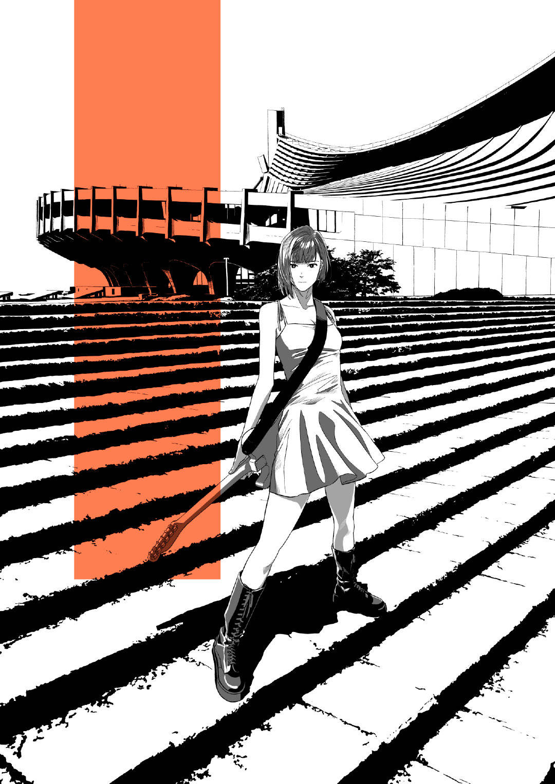 田中 美少女辅以工业元素的插画,不搭界却又能和谐并存