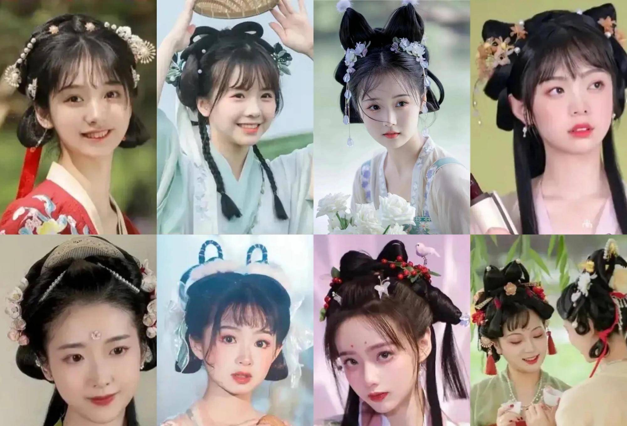 假发看够了雷同的双丫髻，明明编发、盘发和双马尾才是古装少女标配