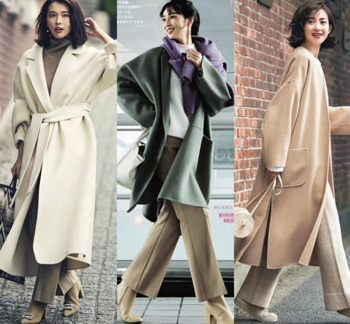 黑色 秋冬长大衣不一定配半裙，搭这四条裤子更保暖，不露腿也很时髦