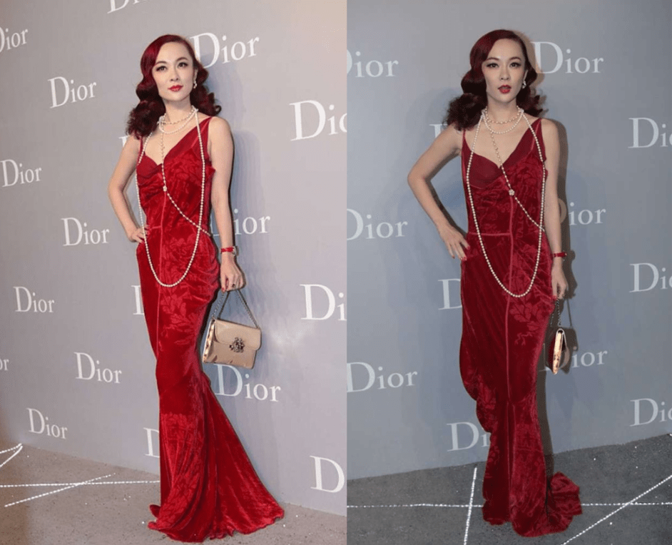 显得 霍思燕这裙子看着普通，可设计得挺“心机”，大V领+开叉真撩人