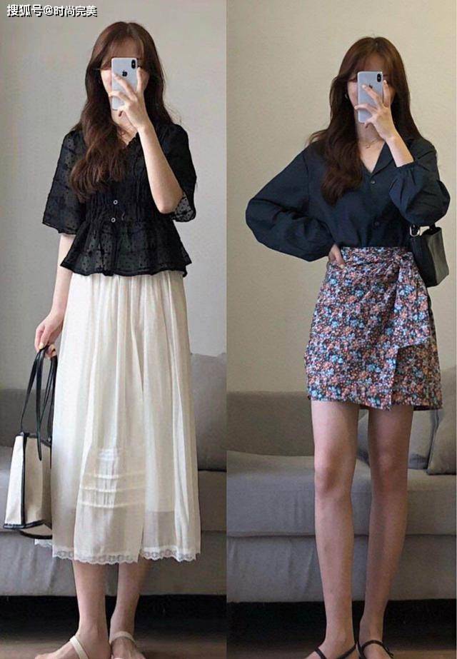 夏天 很适合职场女人的穿搭：长上衣+半身裙，时髦优雅，还很显高级