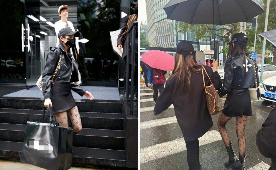 黑色 关晓彤精致打扮被吐槽土？夹克配短裙酷帅十足，黑丝让10分变8分