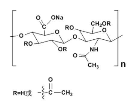 结构式 :· 制备方法 :透明质酸钠先与酰化剂反应,再经过纯化制得