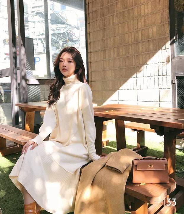 经典 如画中人般唯美,冬季针织连衣裙,有着优雅温柔的风情