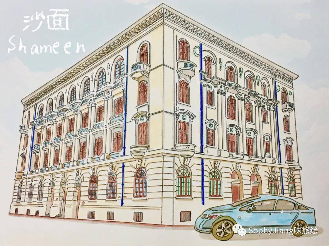 哪栋楼是沙面之眼，婚纱照必拍背景？跟着手绘地图探究广州老洋楼