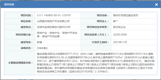 運城晉府玖號最新情況 西區建設項目備案通過 地下 中國熱點
