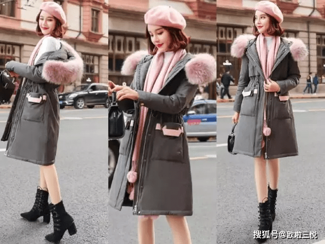 黑色 冬天羽绒服+围巾 ，时髦保暖又显瘦！