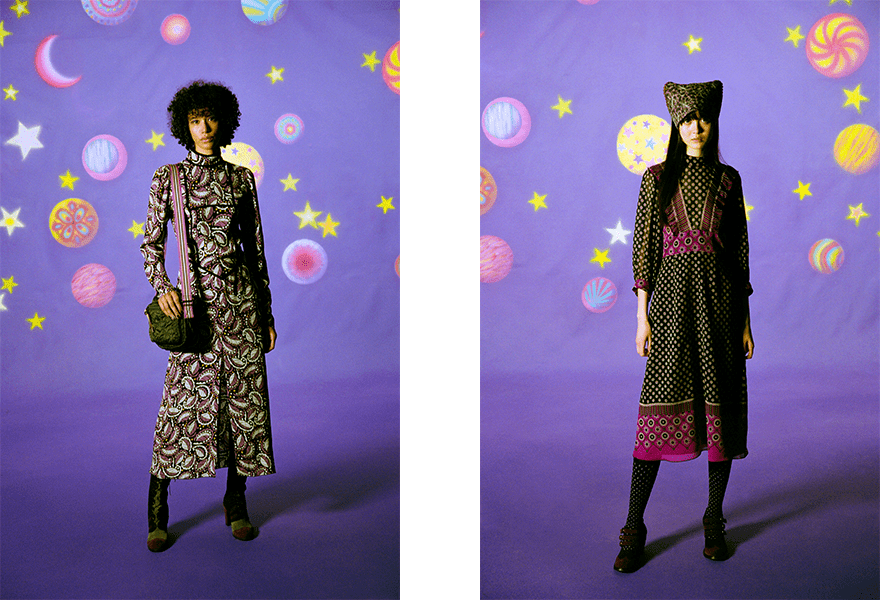 对比 Anna Sui 2021秋冬，甜美的时尚，有了更新的宽度
