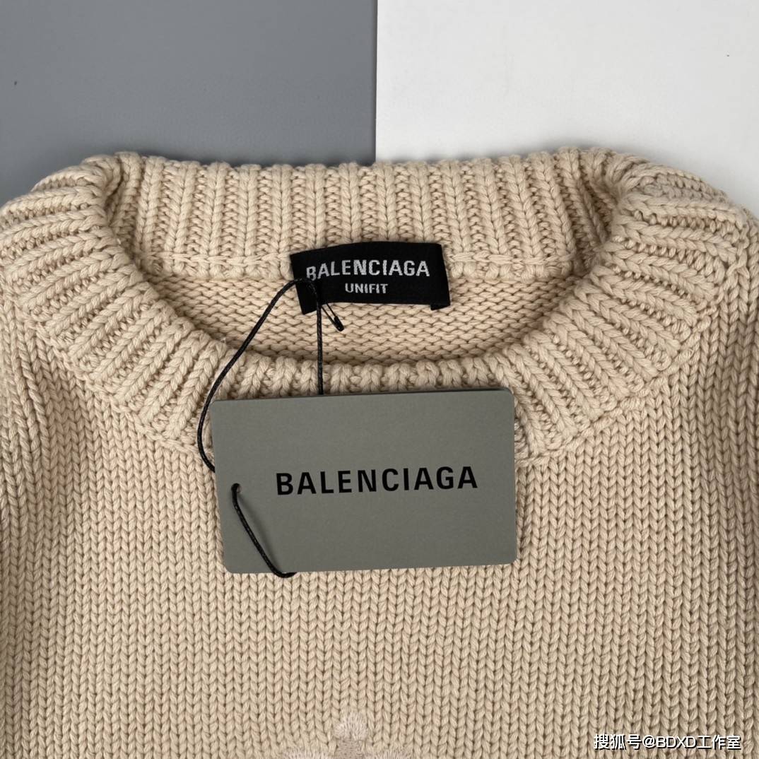 机绣 Balenciaga/巴黎世家 21Fw 麦穗圆领毛衣