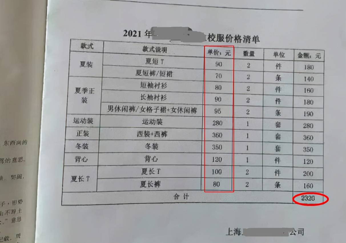 校服收费2300家长回执单上直接签不同意官方出面撑腰