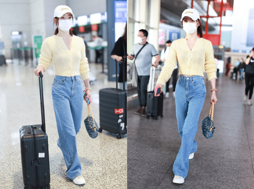 黑色 袁姗姗“健身女王”的名号真不白给，穿宽松毛衣都有好身材，真美