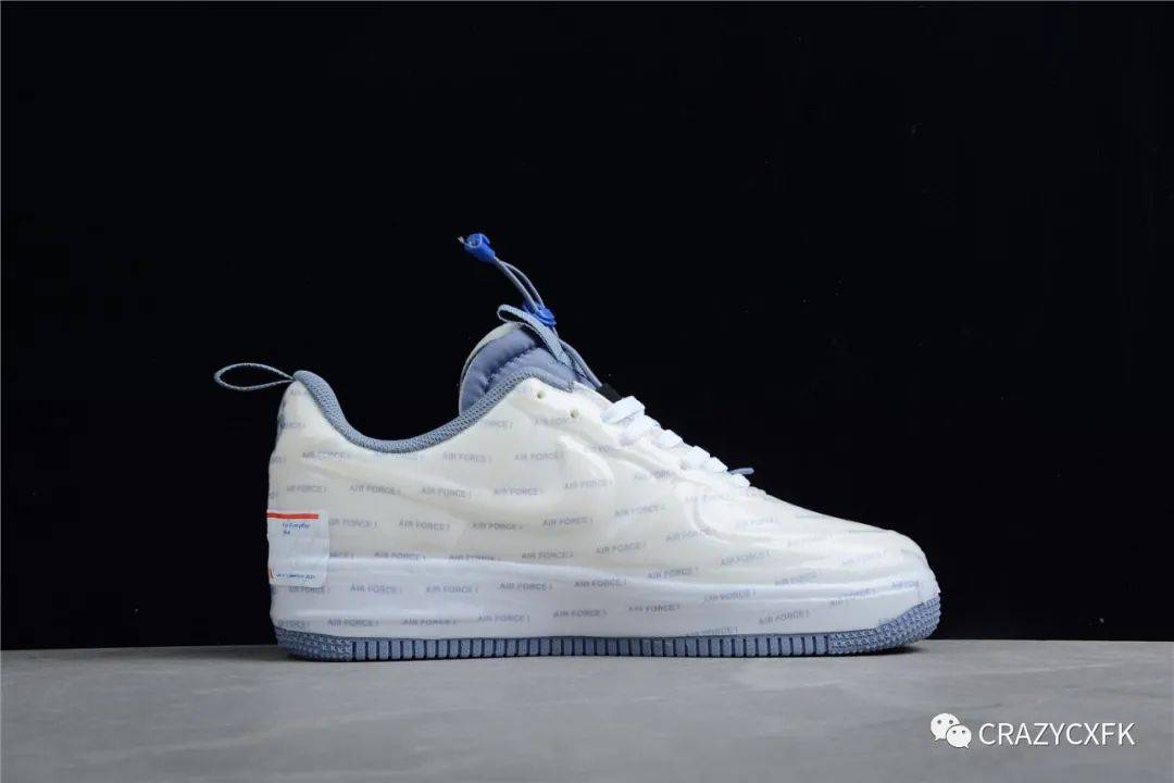 海绵 耐克空军一号 Nike Air Force 1 Experimental 白蓝弹幕低帮机能风运动鞋