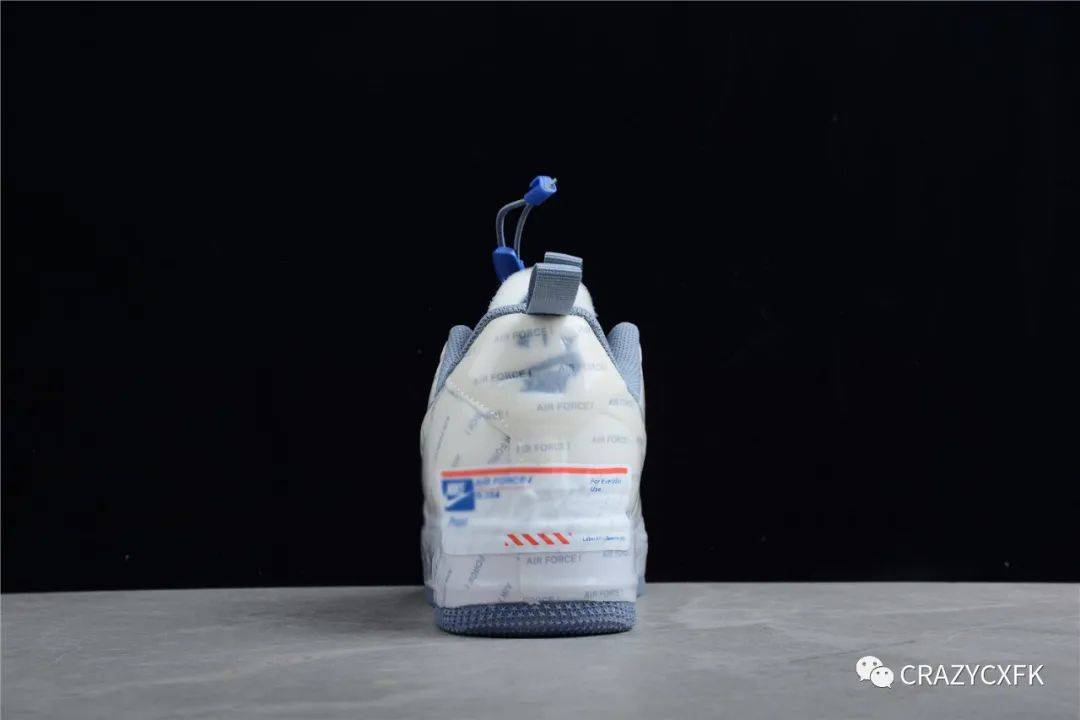 海绵 耐克空军一号 Nike Air Force 1 Experimental 白蓝弹幕低帮机能风运动鞋