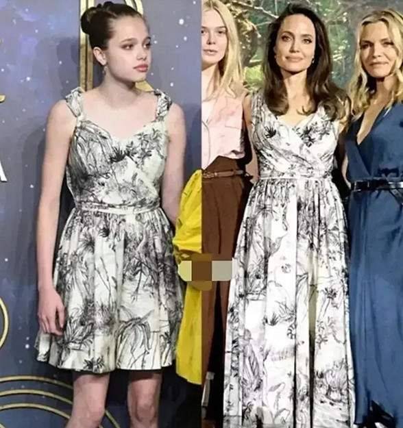 文化 皮特大闺女希洛惊艳红毯,穿印花礼服挺美,脸型就是“复合体”