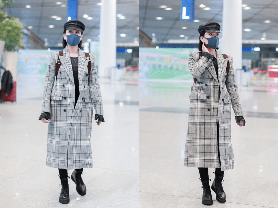 黑色 40岁的马苏状态不输年轻人，穿卡其色大衣优雅时髦，气质超好