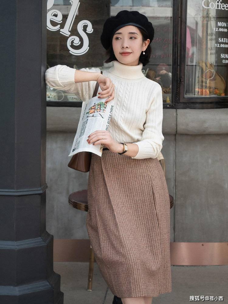 毛衣 冬天毛衣穿搭要做减法,搭配半身裙+外套就OK,超适合普通人照搬
