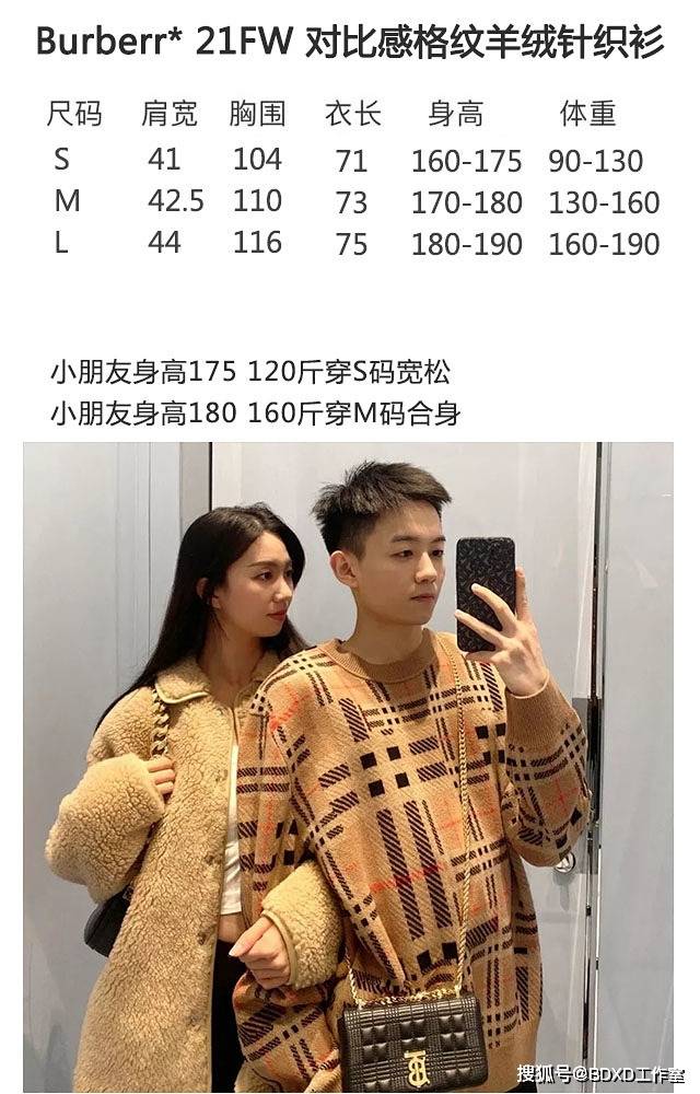 细节 巴宝莉/Burberry 21FW 对比感格纹羊绒针织衫