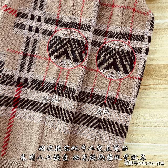 细节 巴宝莉/Burberry 21FW 对比感格纹羊绒针织衫