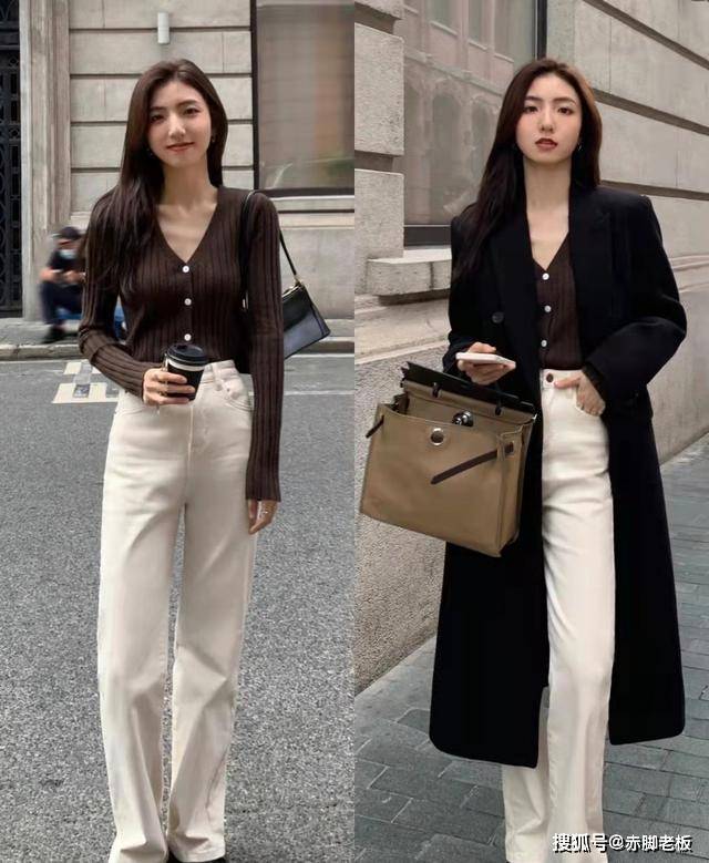 设计 毛衣+大衣、直筒裤+靴子,简约显气质的保暖look,穿出时尚感