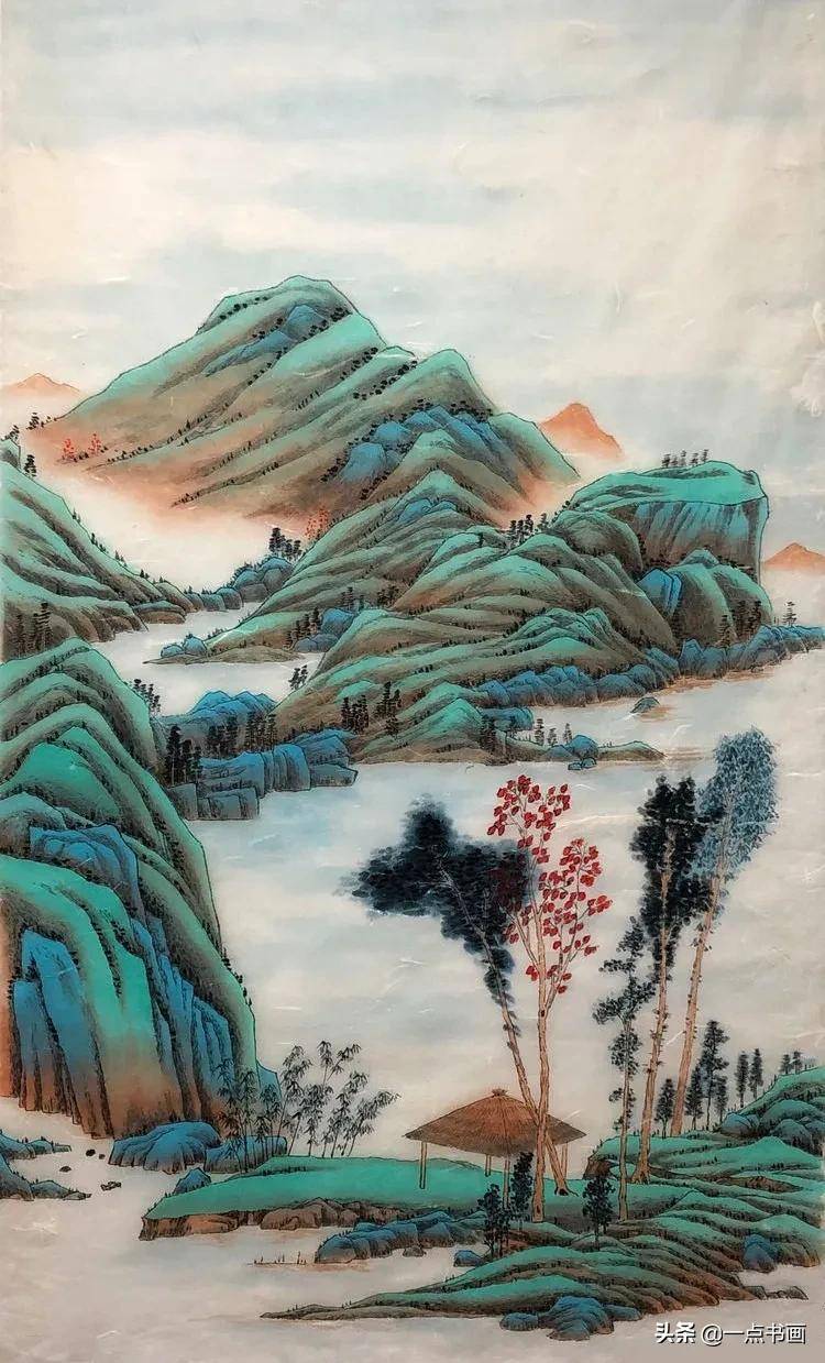 写意《青山卜居》绘画教程_整理_石绿_山石