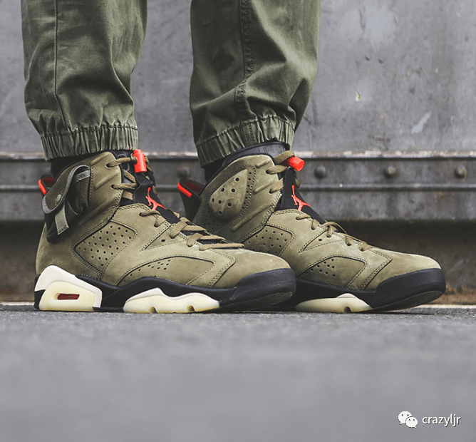 细节 AJ6高帮实战篮球鞋：Air Jordan 6 x TS联名 AJ6 军绿夜光 鬼脸 CN1084-200